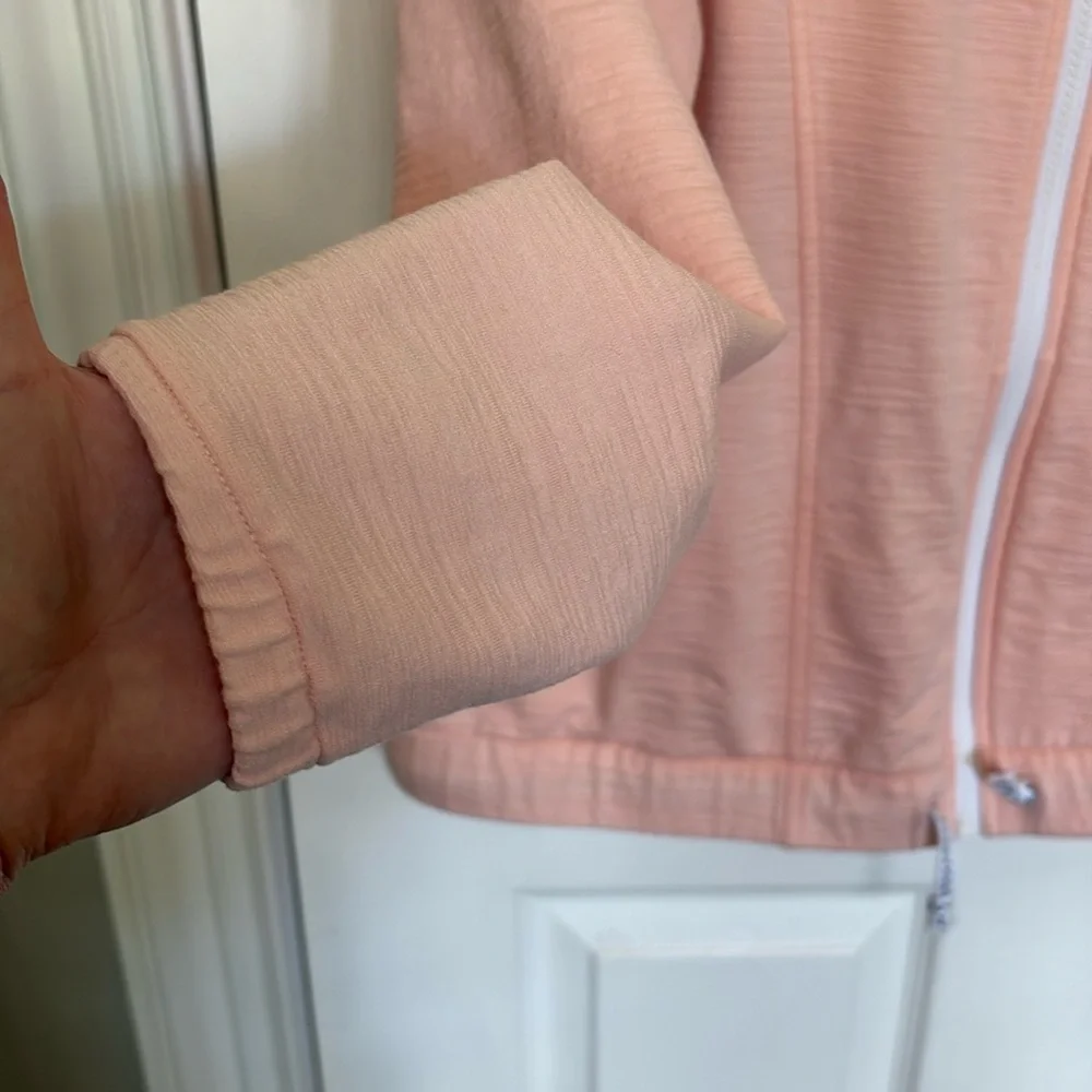 *Talbots Women's Pink Salmon Peach Zip Up Mock Neck Jacket Cover Up UPF 50+ - Picture 7 of 12